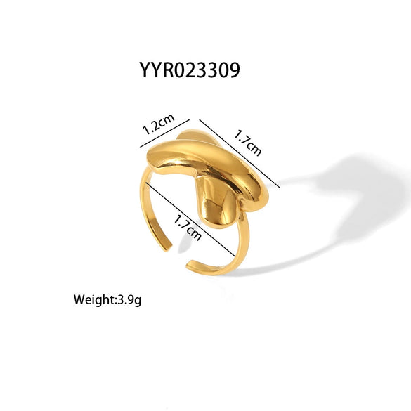Wholesale Hiphop Style Stainless Steel Ring With Starfish Irregular Knot Design Pvd Furnace Real Gold Electroplated