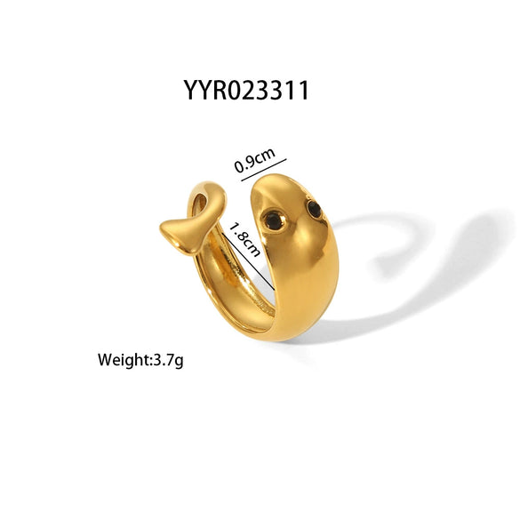 Wholesale Hiphop Style Stainless Steel Ring With Starfish Irregular Knot Design Pvd Furnace Real Gold Electroplated