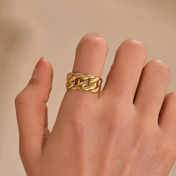 Wholesale Hiphop Style Stainless Steel Women's Ring With Geometric Design And Electroplating