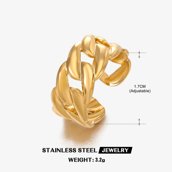 Wholesale Hiphop Style Stainless Steel Women's Ring With Geometric Design And Electroplating