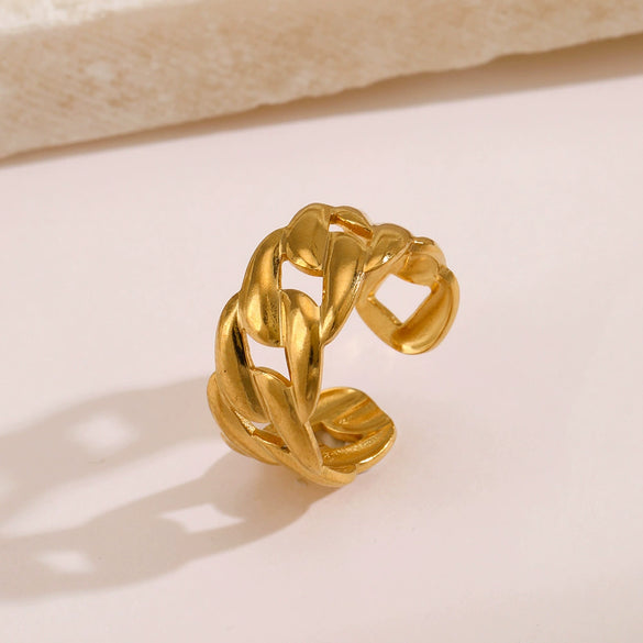 Wholesale Hiphop Style Stainless Steel Women's Ring With Geometric Design And Electroplating