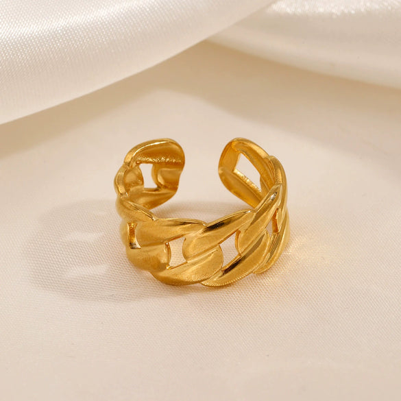 Wholesale Hiphop Style Stainless Steel Women's Ring With Geometric Design And Electroplating