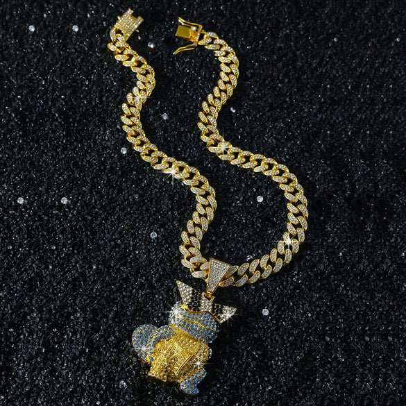 Wholesale Hiphop Style Threedimensional Cartoon Turtle Pendant Necklace Zinc Alloy Material Electroplating Treatment Cuban Chain