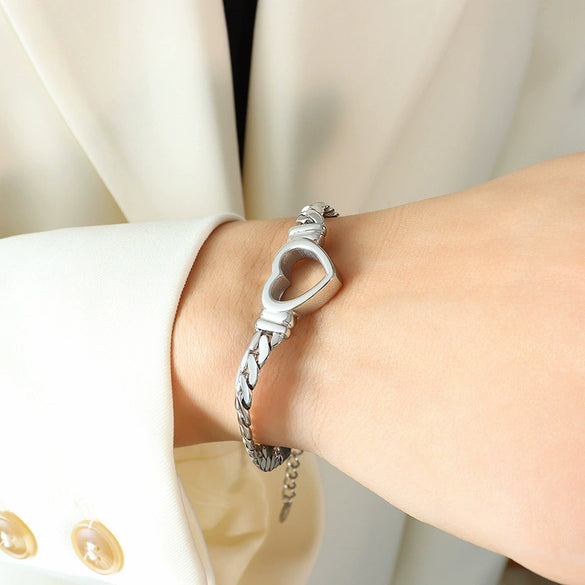 Wholesale Hiphop Style 316L Stainless Steel Goldplated Geometric Hollow Love Bracelet For Women