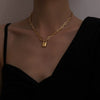 Wholesale Hiphop Style Ushaped Titanium Steel And Stainless Steel Lock Pendant Necklace For Women With Electroplating