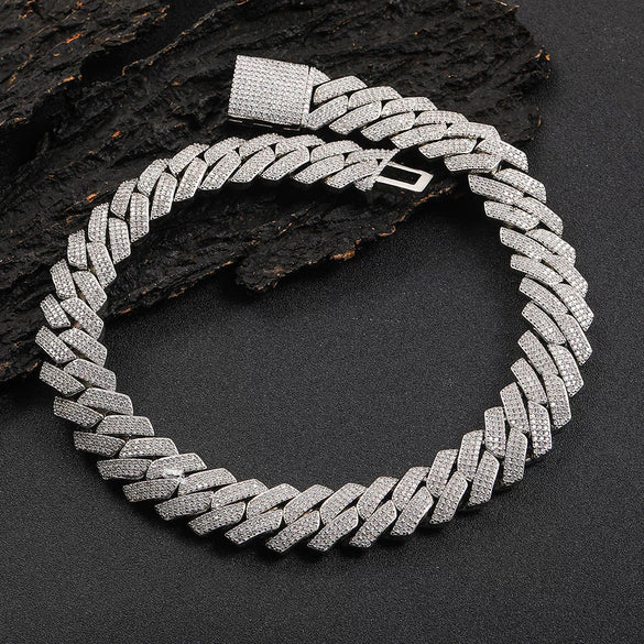Wholesale Hiphop Style Zirconinlaid Copper Cuban Chain Diamondshaped Necklace Jewelry