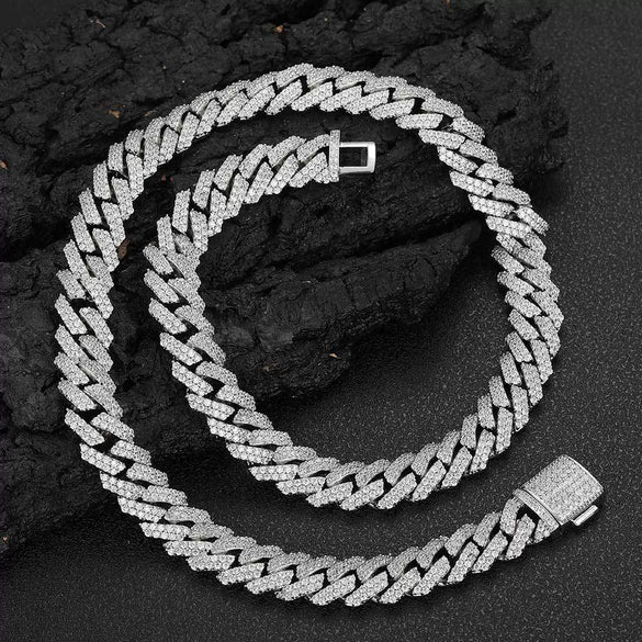 Wholesale Hiphop Style Zirconinlaid Copper Cuban Chain Diamondshaped Necklace Jewelry