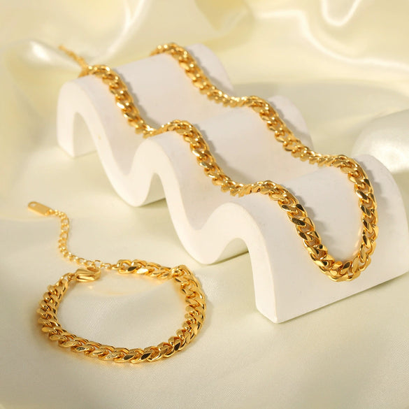 Wholesale Hiphop Titanium Steel Cuban Chain Necklace With Geometric Design And Vacuum Real Gold Electroplating In Pvd Furnace