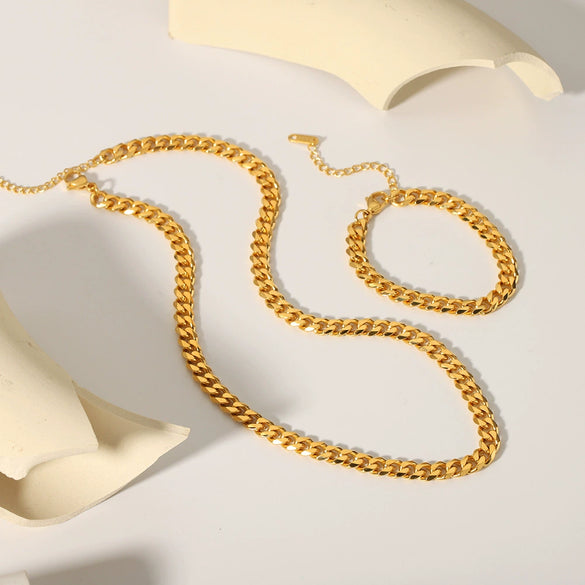 Wholesale Hiphop Titanium Steel Cuban Chain Necklace With Geometric Design And Vacuum Real Gold Electroplating In Pvd Furnace