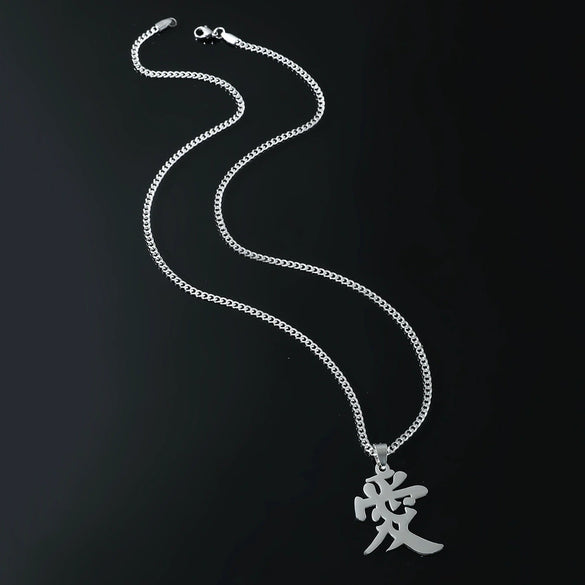 Wholesale Hiphop Titanium Steel Men's Necklace With Text Pendant And Cuban Chain