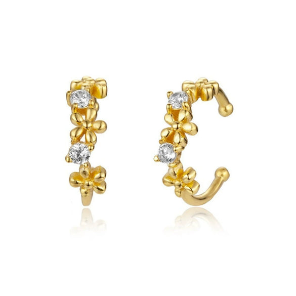 Wholesale Hipster Light Luxury Elegant Women's Earrings With Zircon Inlay Geometric Flower And Star Shape
