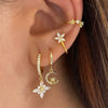 Wholesale Hipster Light Luxury Elegant Women's Earrings With Zircon Inlay Geometric Flower And Star Shape
