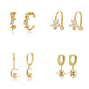 Wholesale Hipster Light Luxury Elegant Women's Earrings With Zircon Inlay Geometric Flower And Star Shape