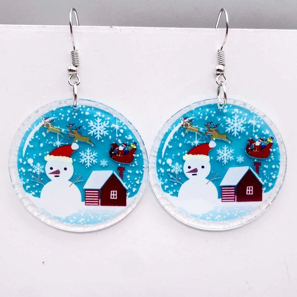 Wholesale Holiday Jewelry Acrylic Handmade Earrings With Snowman Elk Animal Zodiac Cartoon Geometric Patterns