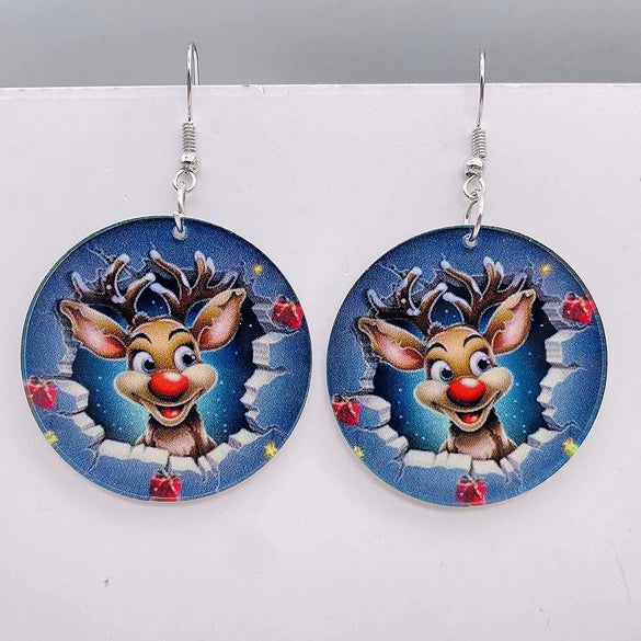 Wholesale Holiday Jewelry Acrylic Handmade Earrings With Snowman Elk Animal Zodiac Cartoon Geometric Patterns