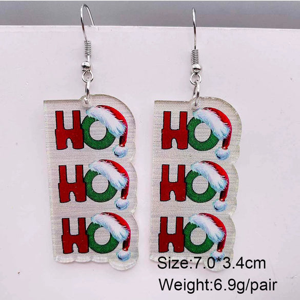 Wholesale Holiday Jewelry Acrylic Handmade Earrings With Snowman Elk Animal Zodiac Cartoon Geometric Patterns