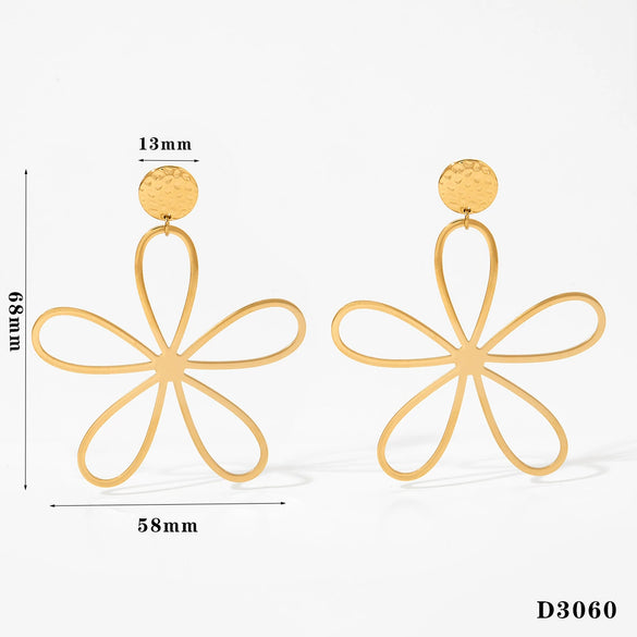 Wholesale Hollow Flower Leaf Earrings 316 Stainless Steel Electroplated Women's Jewelry