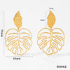 Wholesale Hollow Flower Leaf Earrings 316 Stainless Steel Electroplated Women's Jewelry