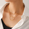 Wholesale Hollow Love Folded Clavicle Chain Jewelry In Stainless Steel With Pvd Plated 18K Gold And Geometric Styling