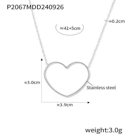 Wholesale Hollow Love Folded Clavicle Chain Jewelry In Stainless Steel With Pvd Plated 18K Gold And Geometric Styling