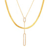Wholesale Hollow Rectangular Zircon Double Clavicle Necklace For Women Titanium Steel 18K Gold Plated Geometric Style