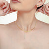 Wholesale Hollow Rectangular Zircon Double Clavicle Necklace For Women Titanium Steel 18K Gold Plated Geometric Style