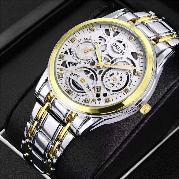 Wholesale Hollow Tourbillon Quartz Men's Watch Casual Style Alloy Case And Strap Round Dial