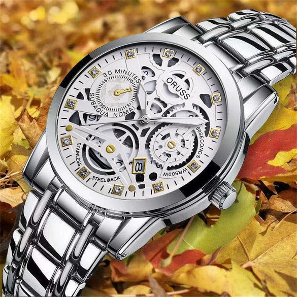 Wholesale Hollow Tourbillon Quartz Men's Watch Casual Style Alloy Case And Strap Round Dial