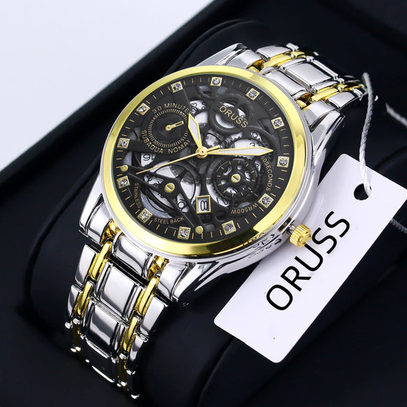 Wholesale Hollow Tourbillon Quartz Men's Watch Casual Style Alloy Case And Strap Round Dial