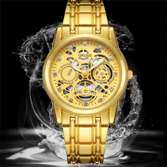 Wholesale Hollow Tourbillon Quartz Men's Watch Casual Style Alloy Case And Strap Round Dial