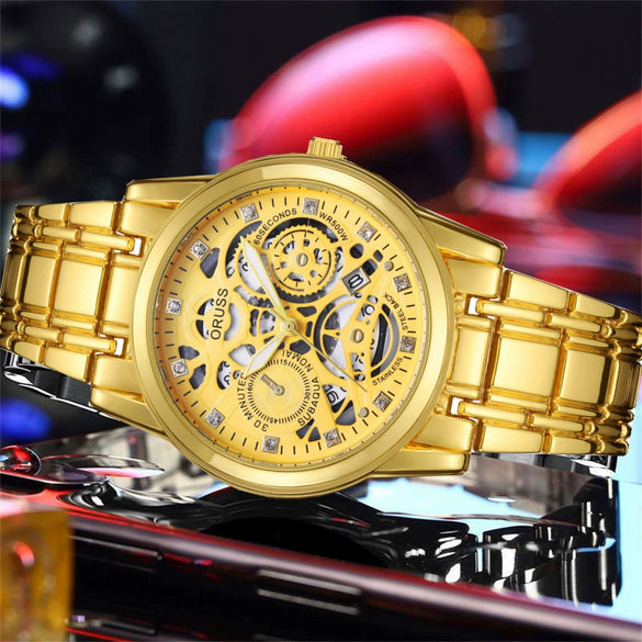 Wholesale Hollow Tourbillon Quartz Men's Watch Casual Style Alloy Case And Strap Round Dial