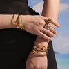 Wholesale Hollow Triangle Geometric Elastic Stainless Steel Bracelet With Electroplating And Open Texture In 18K Real Gold