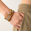 Wholesale Hollow Wave Pattern 18K Gold Plated Stainless Steel Open Bracelet For Women
