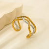 Wholesale Hollow Wave Pattern 18K Gold Plated Stainless Steel Open Bracelet For Women