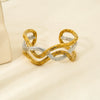 Wholesale Hollow Wave Pattern 18K Gold Plated Stainless Steel Open Bracelet For Women