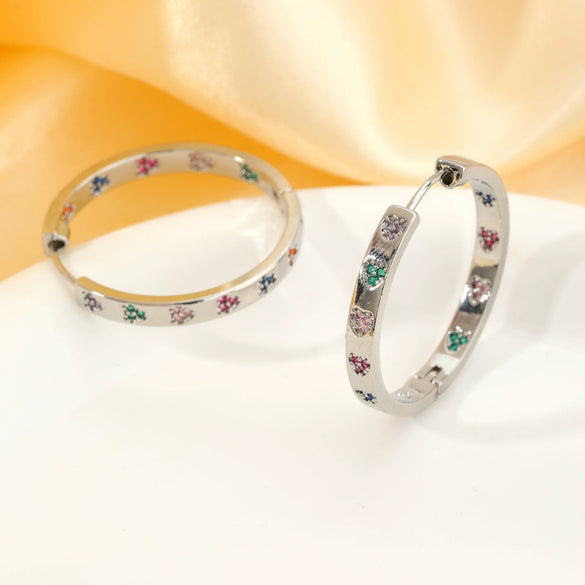 Wholesale Hoop Earrings Copper Inlaid Zircon Geometric Electroplated For Women