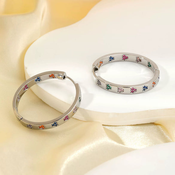 Wholesale Hoop Earrings Copper Inlaid Zircon Geometric Electroplated For Women