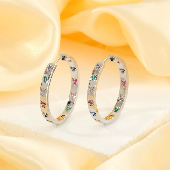 Wholesale Hoop Earrings Copper Inlaid Zircon Geometric Electroplated For Women