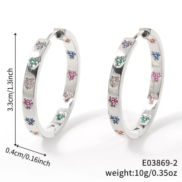 Wholesale Hoop Earrings Copper Inlaid Zircon Geometric Electroplated For Women