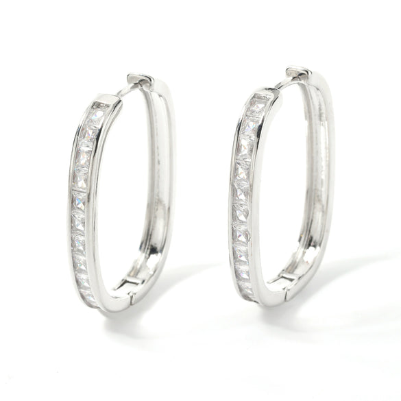 Wholesale Hoop Earrings Copper Inlaid Zircon Geometric Style Electroplated For Women