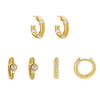 Wholesale Hoop Earrings For Women Copper Plated With Real Gold Retro Geometric Zircon Style