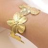 Wholesale Hydraulic Pressure Vintage Flower Stainless Steel Open Bracelet