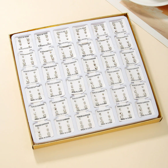Wholesale Hypoallergenic Women's Rhinestone Geometric Original Design Electroplated Earring Sets