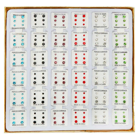 Wholesale Hypoallergenic Women's Rhinestone Geometric Original Design Electroplated Earring Sets