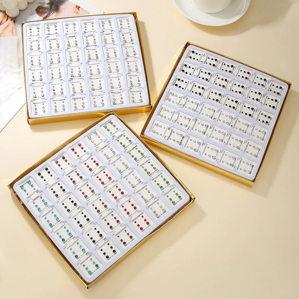 Wholesale Hypoallergenic Women's Rhinestone Geometric Original Design Electroplated Earring Sets