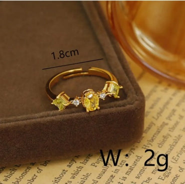 Wholesale IG Style Baroque Style Shiny Geometric Copper Inlay 18K Gold Plated Zircon Open Rings