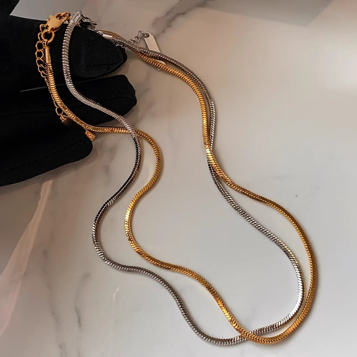 Ig Style Basic Solid Color Stainless Steel Plating 18k Gold Plated Necklace