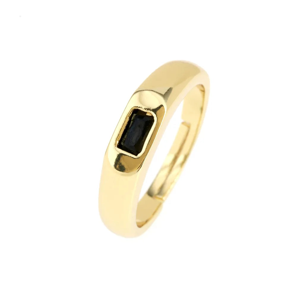 Wholesale IG Style Classic Style Commute Square Copper Inlay 18K Gold Plated Zircon Open Rings