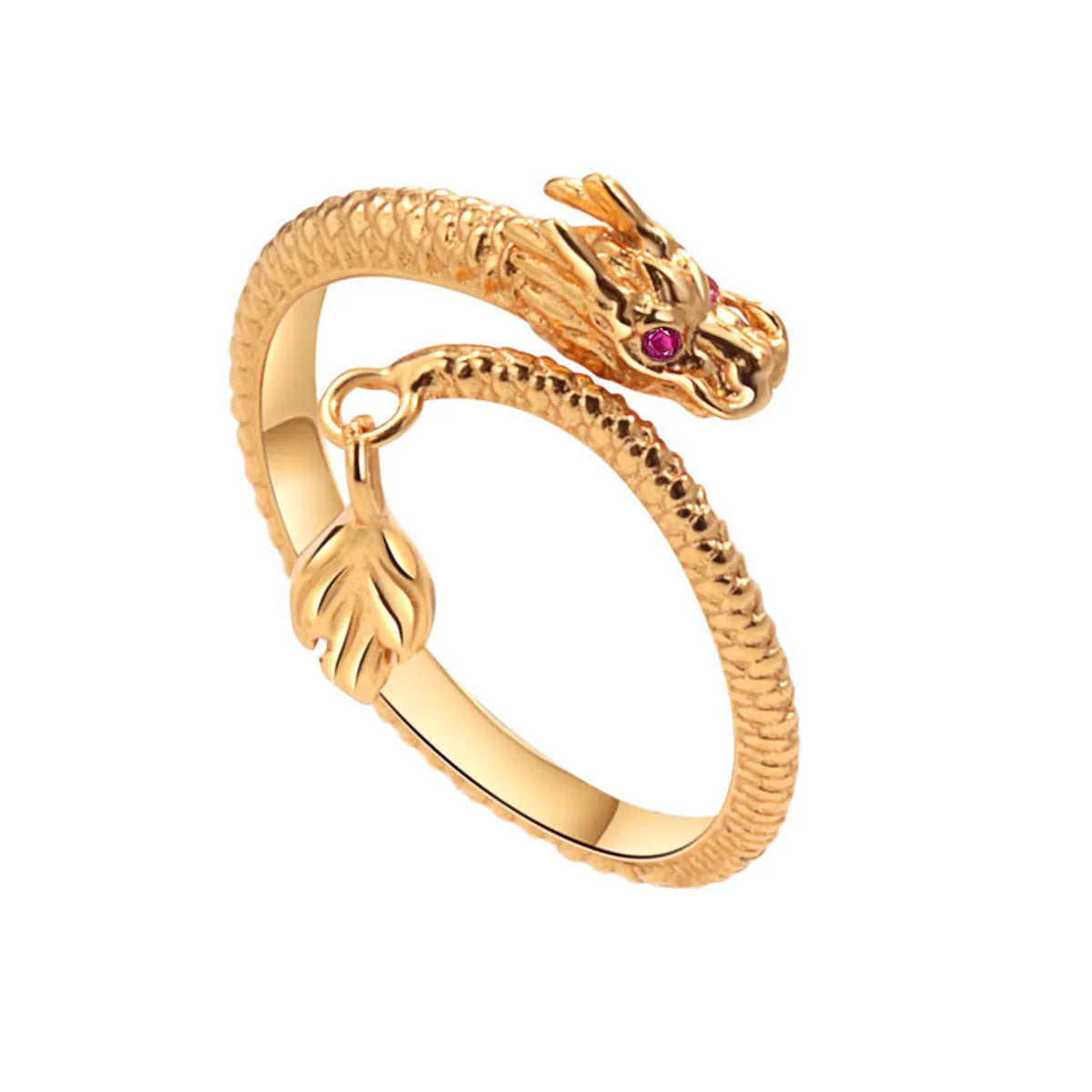 Wholesale IG Style Dragon Copper Plating Inlay Zircon Charm Rings Open Rings