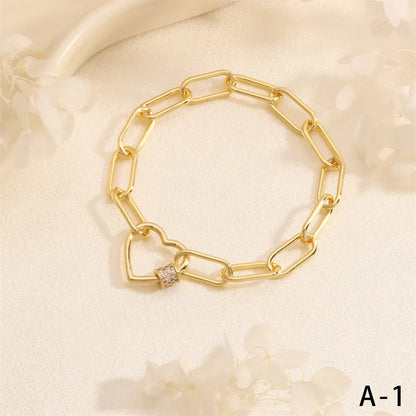 Wholesale IG Style Fairy Style Elegant Palm Heart Shape Copper Inlay Zircon Bracelets Drawstring Bracelets